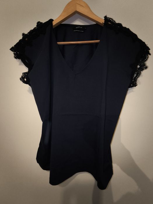 Elegancka Bluzka Koszulka T-shirt Reserved L. Nietoperz Koronka