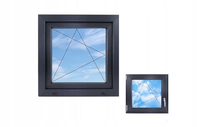 Okno PCV VEKA 2x Antracyt RU 550x1400 Płock