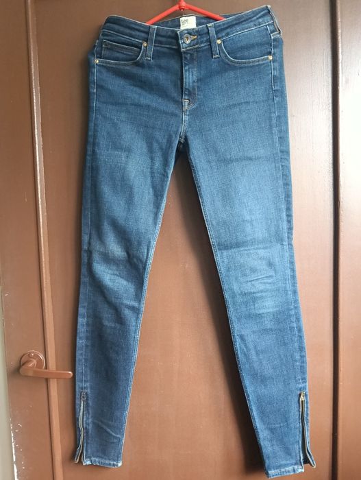 Spodnie jeansowe Lee Scarlett W28 L33 granatowe zamki
