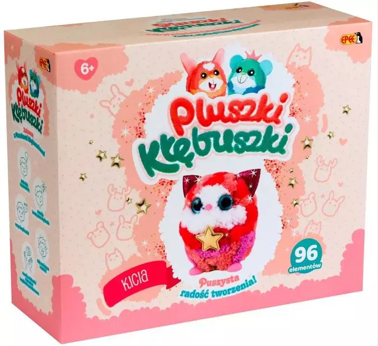 Pluszki-Kłębuszki. Zestaw kreatywny 96 elementów - kicia. Nowy Produkt