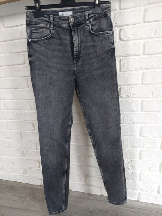Zara jeansy szare, 40 rurki gumowane