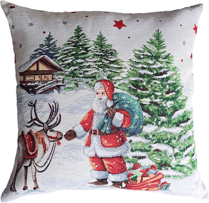 Poszewka świąteczna gobelinowa 45x45 cm ze Świętym Mikołajem V07