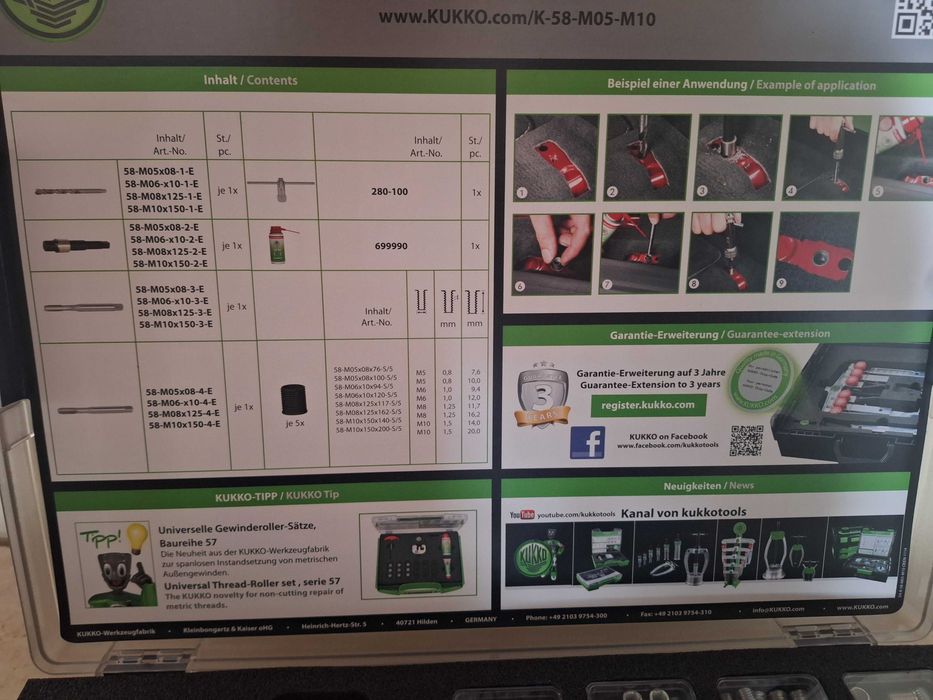 Zestaw do naprawy gwintów Kukko