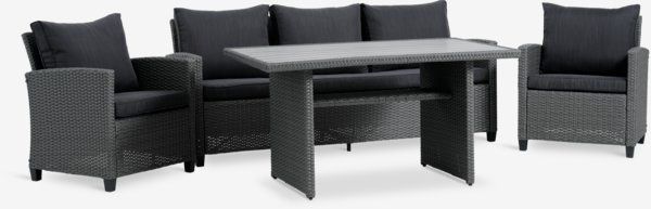 Promocja.Meble ogrodowe duuża sofa dwa fotele, stół .z półką.