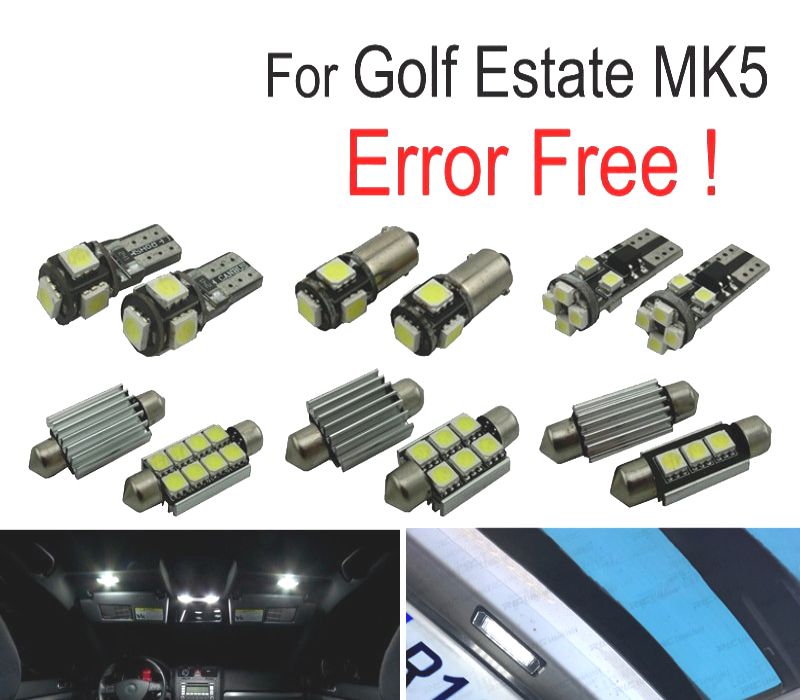 KIT COMPLETO 14 LAMPADAS LED INTERIOR PARA VOLKSWAGEN VW GOLF 5 ESTATE GOLF WAGON MK5 V 07-09