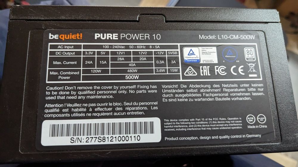 Блок живлення для ПК be quite 500w sn 277S8121000110