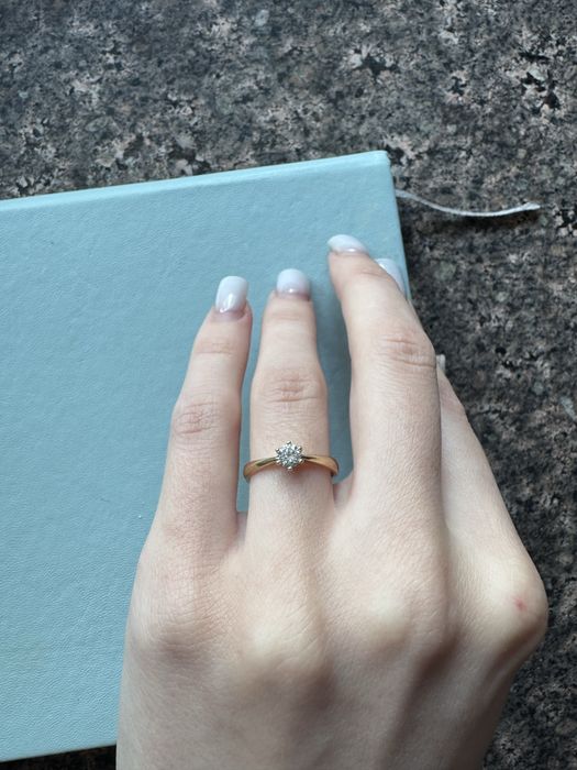 Обручка з діамантом 15.5 розмір 0,2 ct