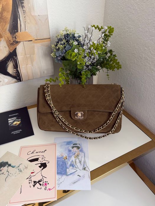 Сумка Chanel Maxi замшева хакі