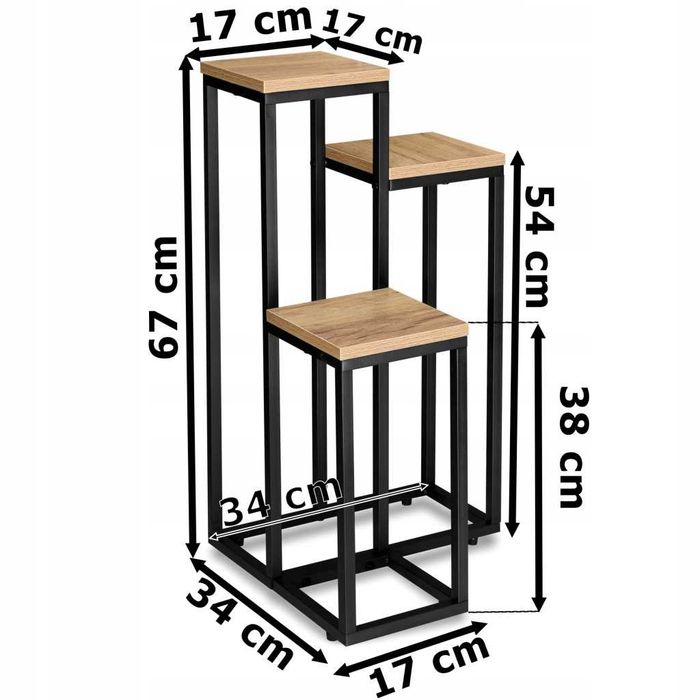 Kwietnik stojący metalowy loftowy Munir 67cm czarny craft