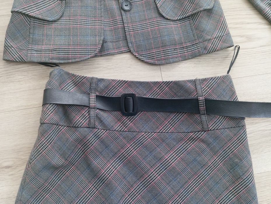 Garnitur w kratę damski komplet r.S