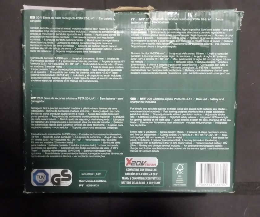 Tico Tico/ serra de recortes a bateria Parkside 20v