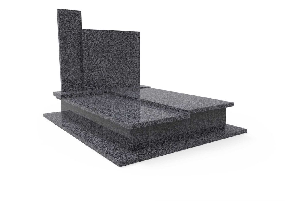 Nagrobek Granitowy Podwójny Ciemny Pomnik Premium Piękny Grafit Prosty