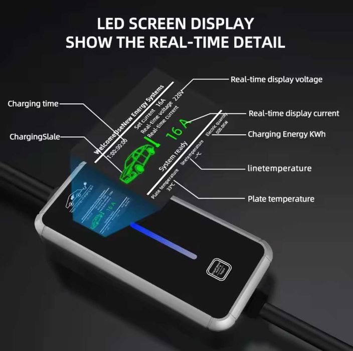 Carregador Portátil 3.5 kw -16A c/10 METROS CABO - Eletricos/ Hibrido