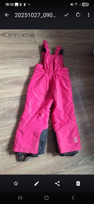 Różowe spodnie narciarskie zimowe dla dziewczynki crivit pro 86 92