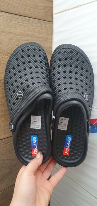 Klapki laczki krokodylki a'la crocs firmy sunlanse czarne 42 ogrodowe
