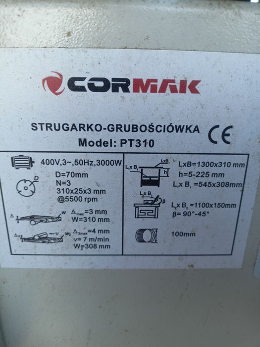 Strugarko -grubościówka Cormak, heblarka, maszyna stolarska
