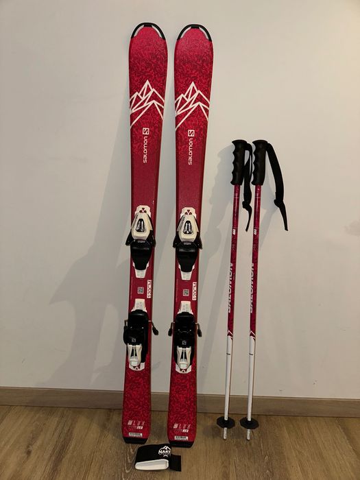 Narty Salomon LUX Jr 120 + wiązania Salomon + kije Salomon LUX Jr 90