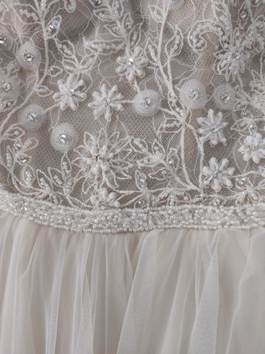 Suknia ślubna, rękawy a'la hiszpanka. Rozmiar S + welon GRATIS!