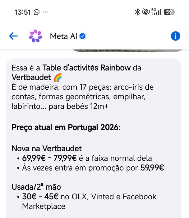 Mesa de actividades Vertbaudet criança a partir dos 18 meses conforme descrição na caixa
