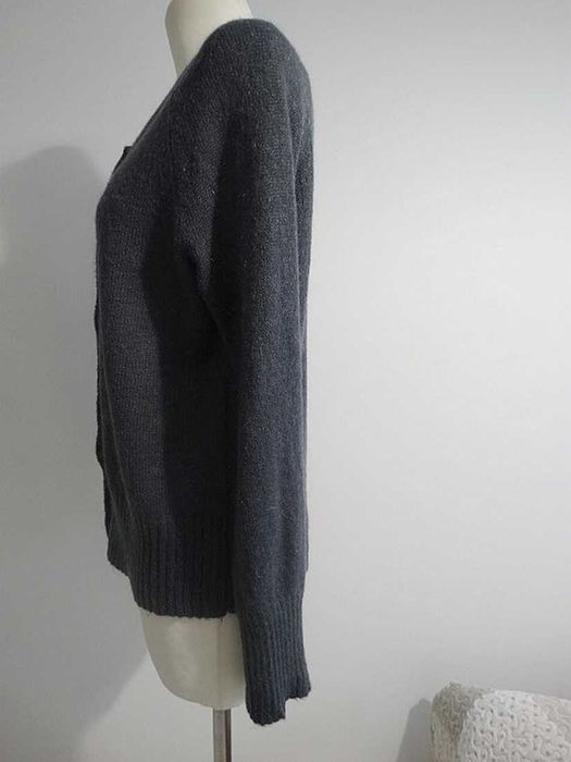 Sweter Kardigan Moherowy Wełniany Szary Ciepły Ellos 42/44