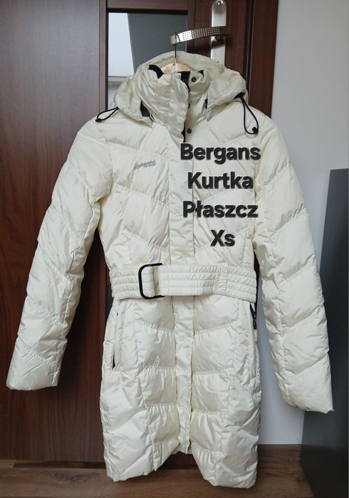 Bergans Kurtka Płaszcz Puchowy Perłowy Długi Xs