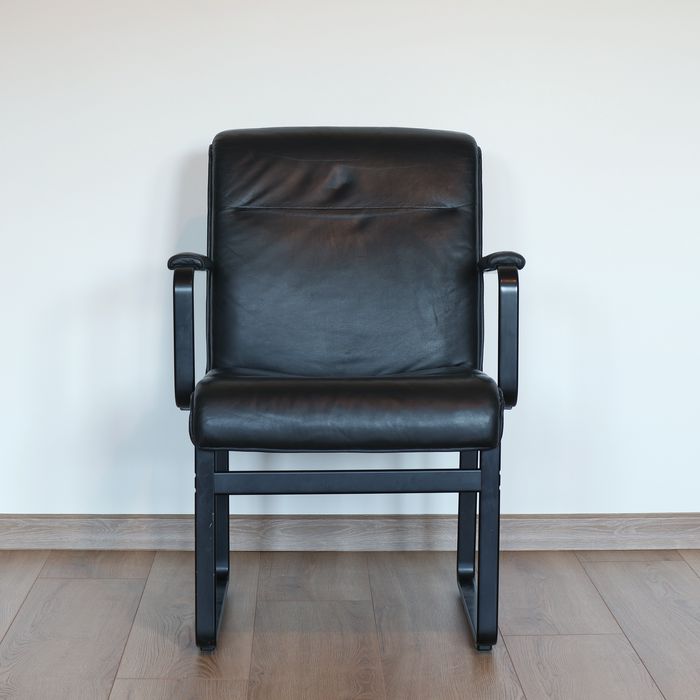 Szwedzkie krzesło fotel J. O. Carlsson skóra naturalna vintage retro