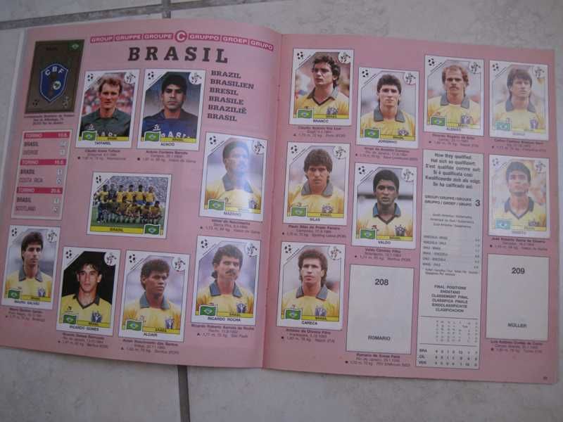 Caderneta Cromos Panini Mundial Itália 1990