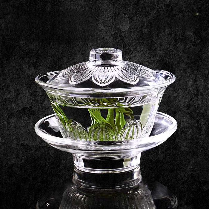 Гайвань стеклянная 135мл + китайский заварник лотос + чайная церемония