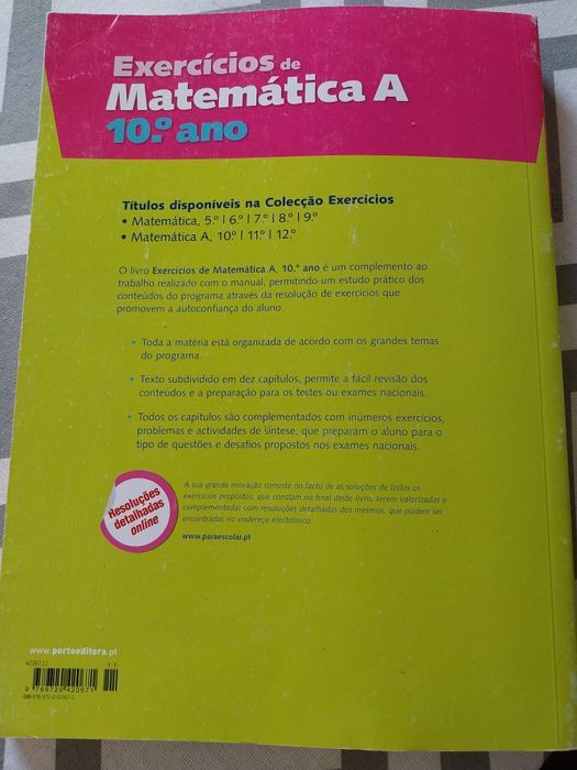 Livro exercícios de matemática A 10 ano da Porto editora