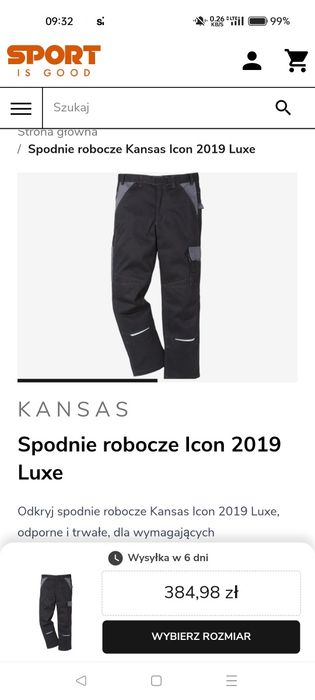 Spodnie męskie robocze Kansas trousers icon