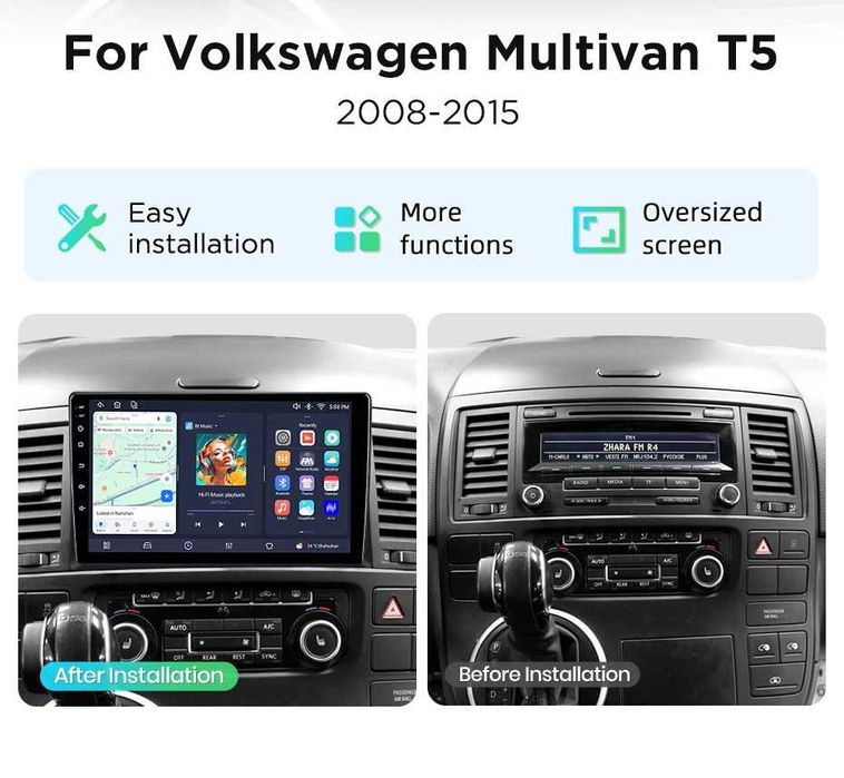 Rádio Android para Volkswagen Multivan T5 / Transporter 9" 2/32GB Carplay (novo)