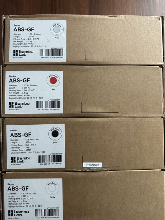 Bambu Lab ABS-GF 1,75mm 1kg Black Red White Gray
