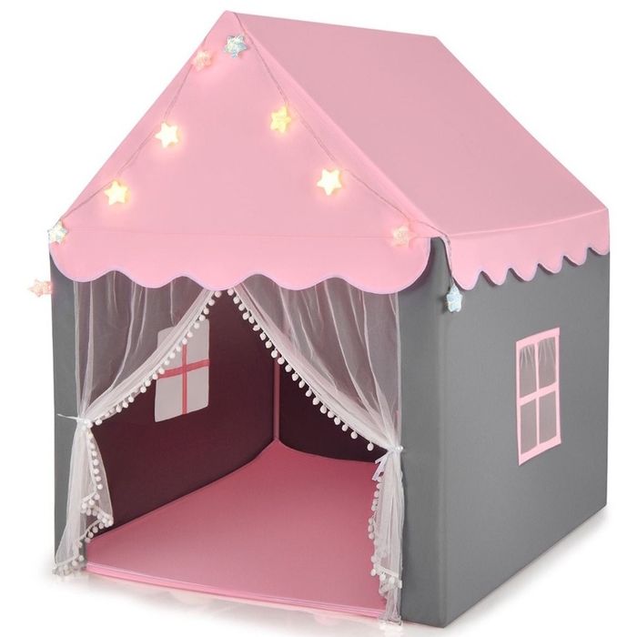 Namiot dla dzieci Domek do zabawy Costway + Mata + Lampki LED Gwiazdki