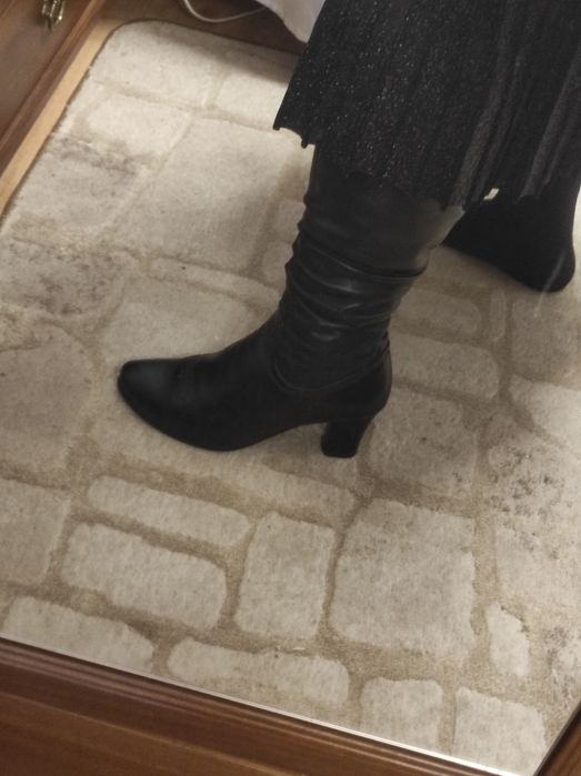 Зимние  черные сапоги "Respect" натуральная кожа на цигейкее