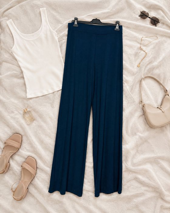 Spodnie Wide Leg Granatowe L