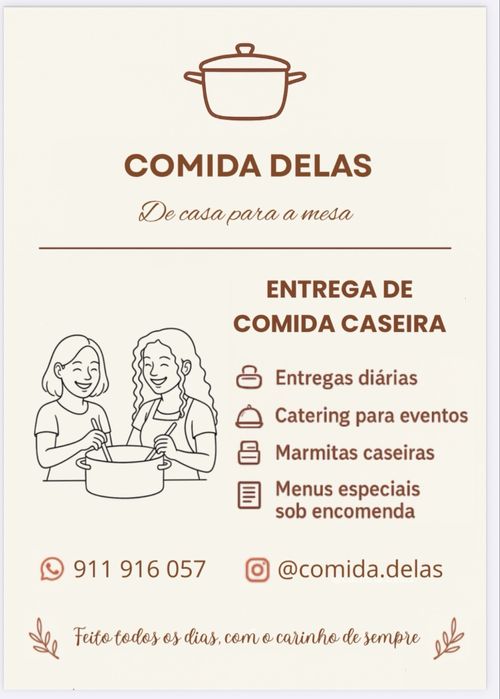 Entrega de Comida Caseira/Serviço de Catering