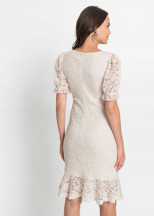 AF557 sukienka kremowa koronkowa 40/42.