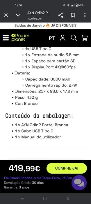 Vendo AYN Odin Portal 2