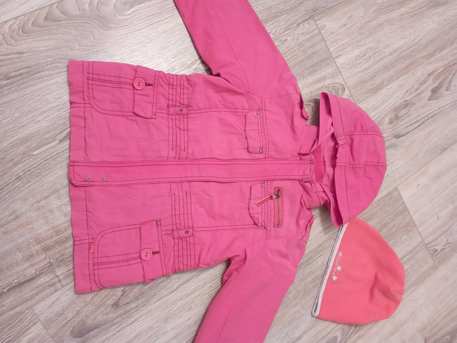 Kurtka wiosenna parka, 116 wiatrówka/bluza, czapka