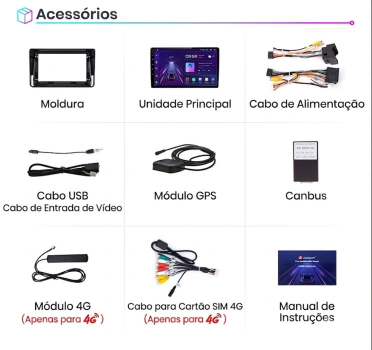 Rádio Android Carplay Renault Clio 5 2/32GB 9 polegadas NOVO