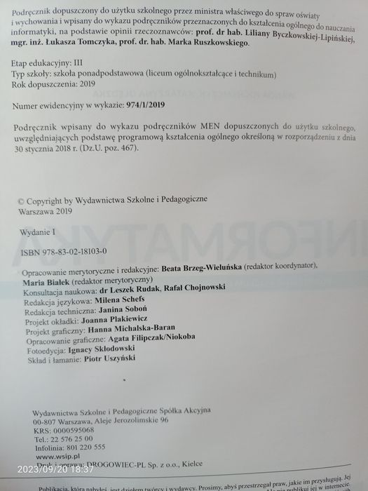 Informatyka 1, 974/1/2019