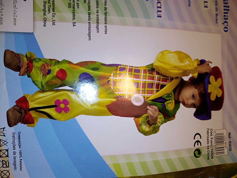 Fato de carnaval de palhaço 2 anos