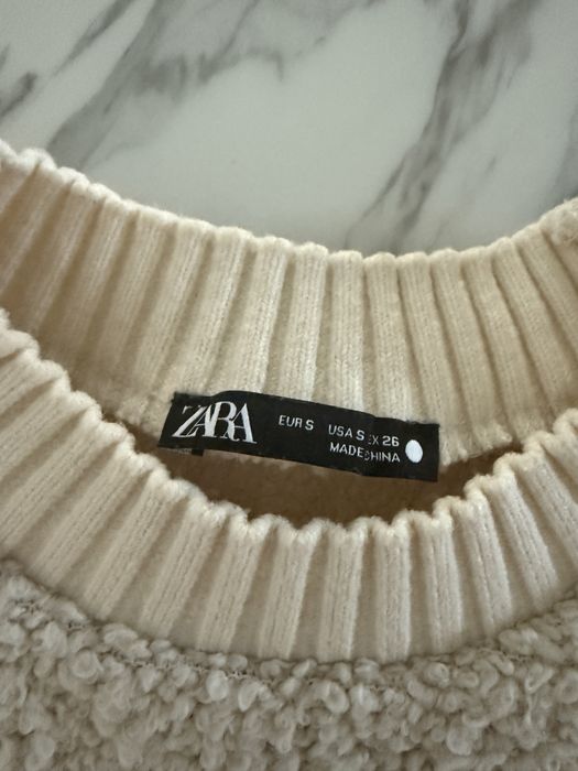 Zara sweter boucle kremowy M/38 baranek,