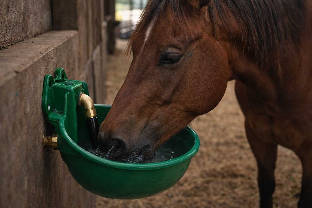 Poidło miskowe żeliwne dla bydła i koni z zaworem rurowym 2 L