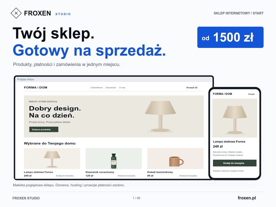 Sklep internetowy od 1500 zł | Płatności, dostawa i panel