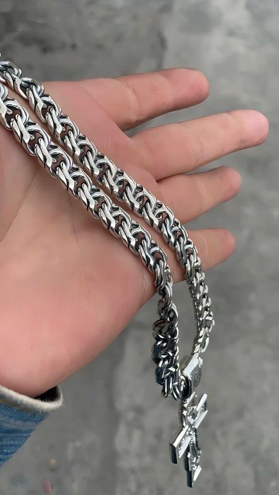 Срібний набір ланцюжок+хрестик, цепочка серебро+крестик набор мужской