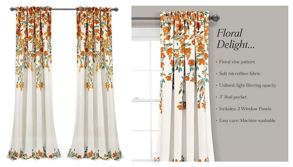 Lush Decor Tanisha Cortinas com design floral