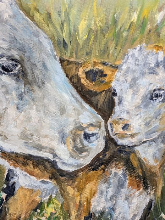 Quadro pintado a óleo, 50x50 cm