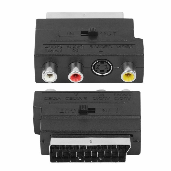 SCART AV Block Adapter with 3RCA and S-Video, Featuring In/Out Switch64297866575489120