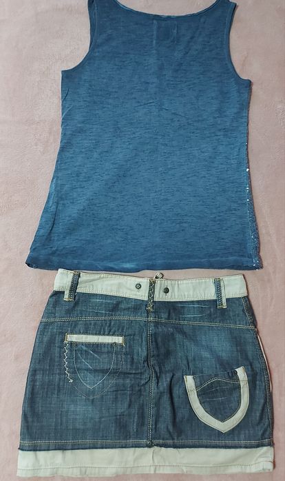 Джинсовая юбка и майка